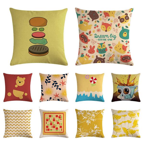 

геометрическая печать горчица наволочка желтая волна падения осени подушка обложка наволочки декоративные подушки 45см * 45см zy1395