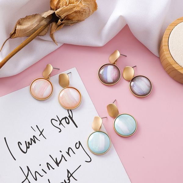 

korean fashion temperament irregular disc geometry earrings literary sweet compact short abstract texture earrings for women, Golden;silver