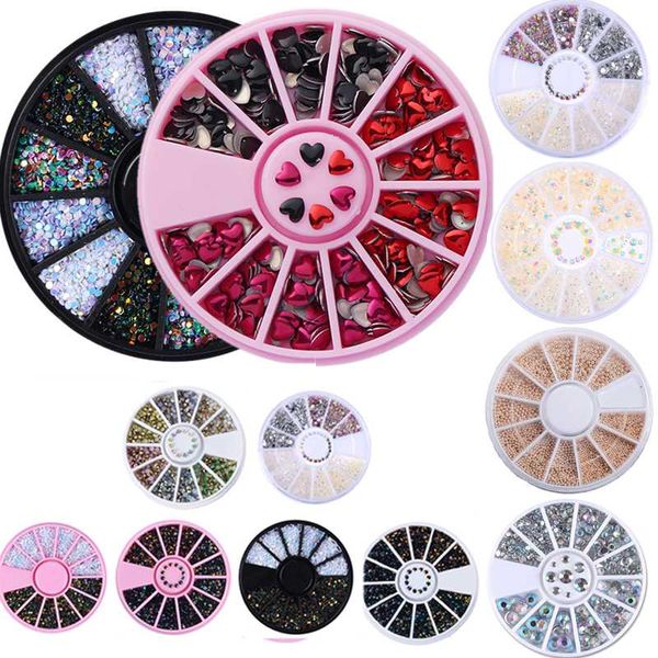 

3d nail decoration rhinestones metal studs laser rivet beads mixed color resin jelly gems uv gel nail art charms manicure, Silver;gold