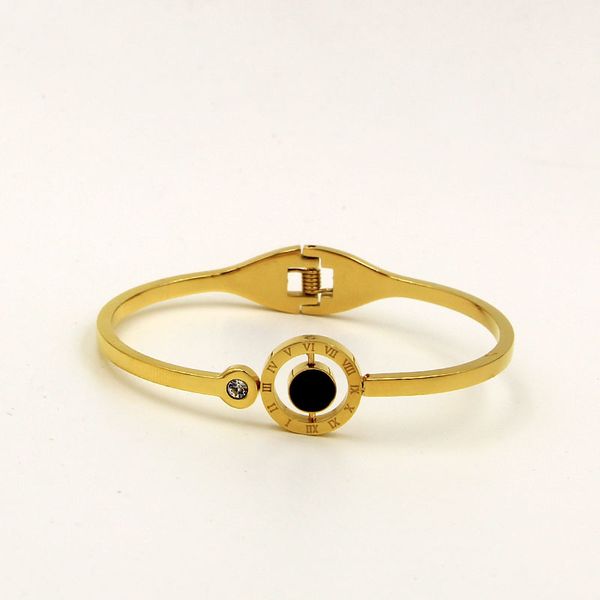 

wholesale- new fashion rome figures circle rotatable black and white gold plate bangle ing