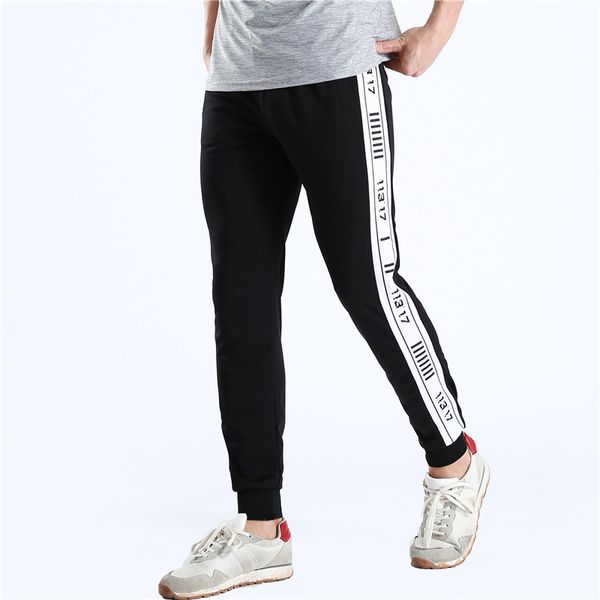 

new men sports running pants pockets athletic football soccer pant training sport pants elasticity legging jogging gym trousers, Black;blue
