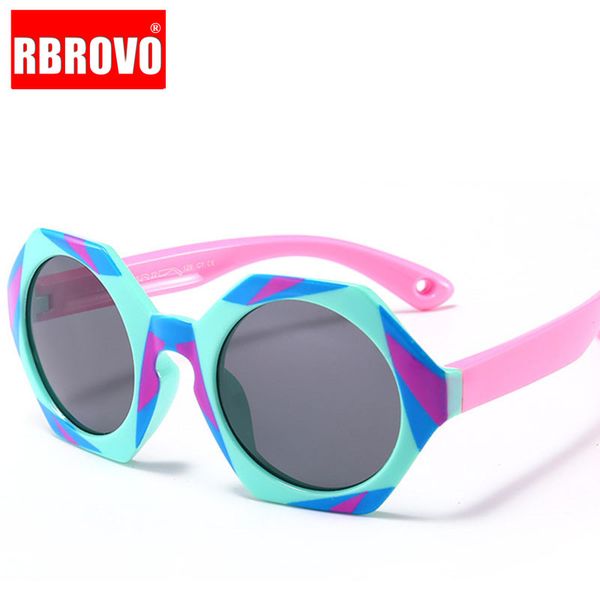 

rbrovo 2018 new polarized sunglasses girls boys fashion colorful frame round lens sun glasses anti-uv400 spectacles children, Blue