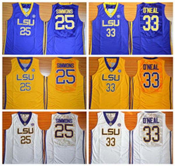 

Ncaa univer ity ba ketball l u tiger jer ey haquille 33 oneal o neal ben 25 immon jer ey men college yellow team purple away white, Black;red