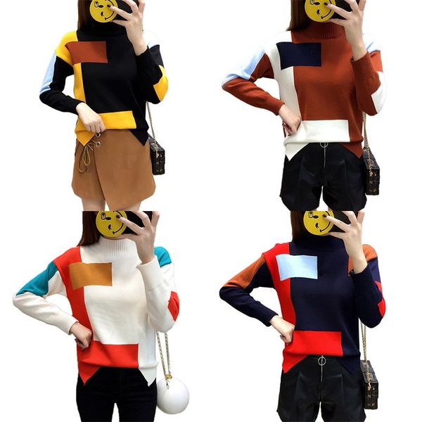 

autumn winter turtleneck warm sweater long sleeve korean style ladies harajuku knitted pullover jumpers pull femme, White;black