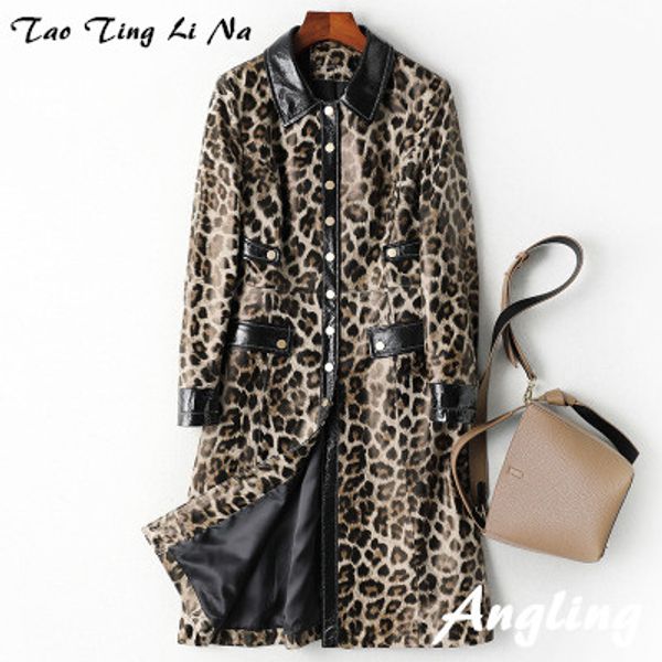 

2020 new fashion genuine real sheep leather trench h7, Tan;black