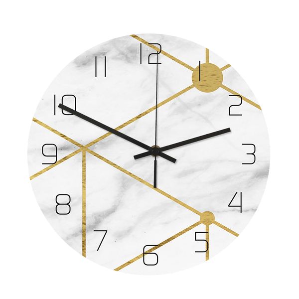 

golden grain light luxury marble wall clock acrylic material uv print clock living room decoration