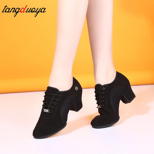 

breathable shoes women dance shoes lace up heels women ballroom latin dance big size 34-42