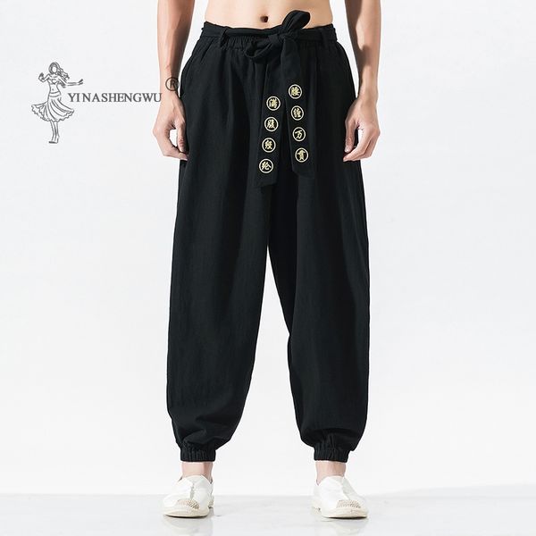 

японские повседневные брюки кимоно свободные harajukutrousers япония мужчины традиционная азиатская одежда стиль юката вышитый гаремный кост, Red