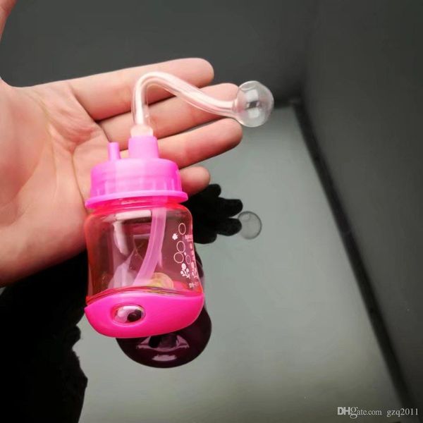 Pote de garrafa de plástico colorido atacado acessórios para bongos de vidro, cachimbo de água de vidro para fumar, frete grátis
