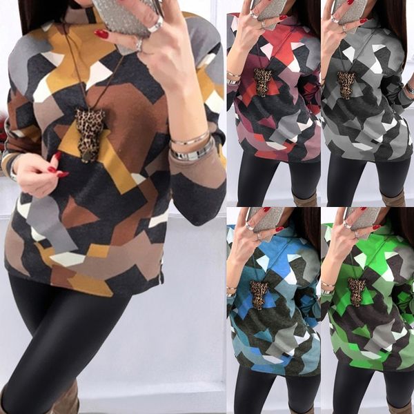 

style loose high collar print hoodie top, Black