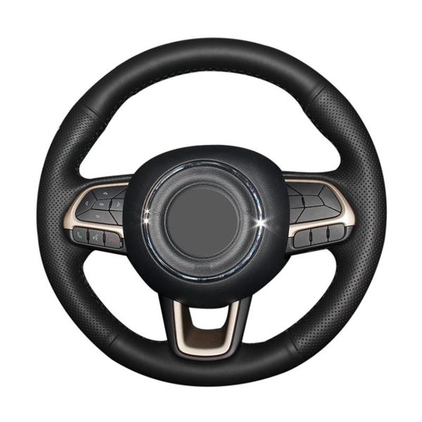 

hand sew black artificial leather car steering wheel cover for 2017 2016 2017