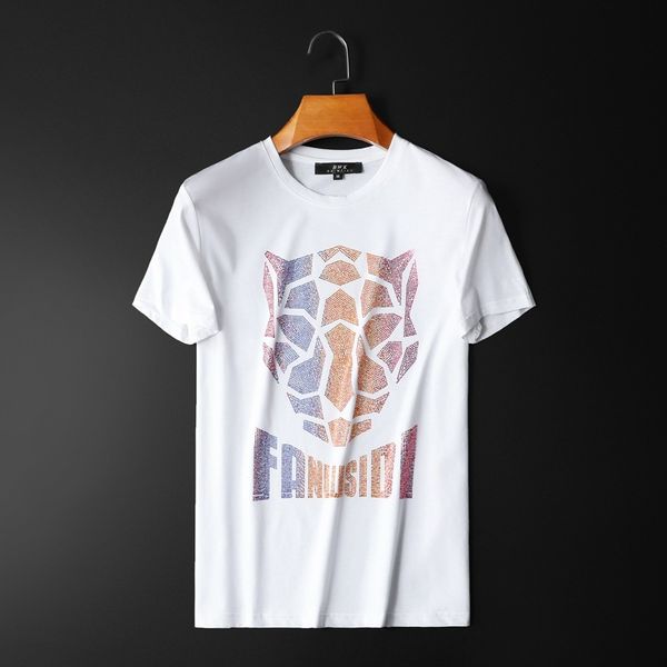 

2020 heavy duty diamond men's t-shirt new summer fashion o-neck slim short sleeve t-shirt mens designer casual mens t-shirts tees, White;black