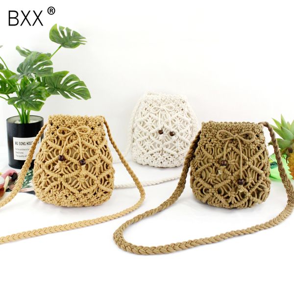 

bxx] vintage woven back pack cotton rope bucket small straw bag 2020 summer vacation travel mini fresh hand-woven bags hk807