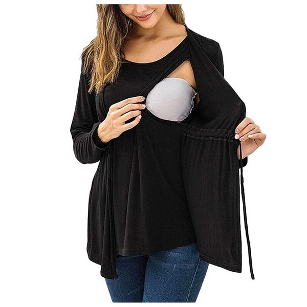 

Women Maternity Blouse Long Sleeve Double Layer Nursing Tops T-shirt For Breastfeeding Ladies Casual Pregnancy Clothes C850#