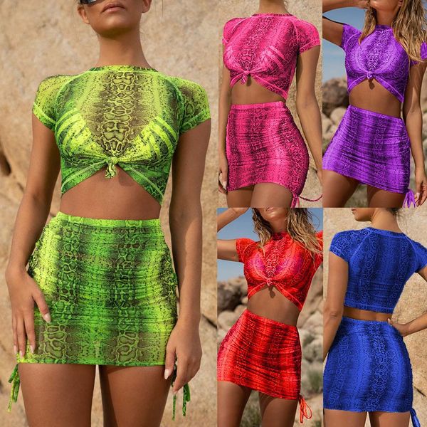 

женщины сексуальная змея печати 2 шт. комплект мода женщины фестиваль одежда растениеводство топ юбка костюмы лето два шт сетка клуб наряды, White