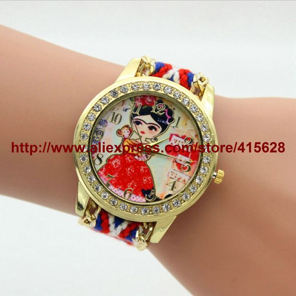 

fashion handmade braided friendship bracelet watch rope ladies monkey watch casual women quarzt watches 100pcs/lot, Slivery;brown