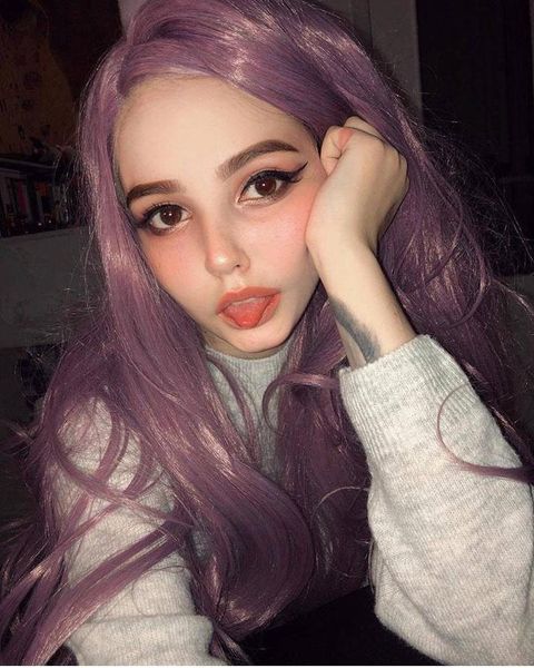 Fashion Women S Purple Hair Wigs Natural Wave Big Wave Hairpieces