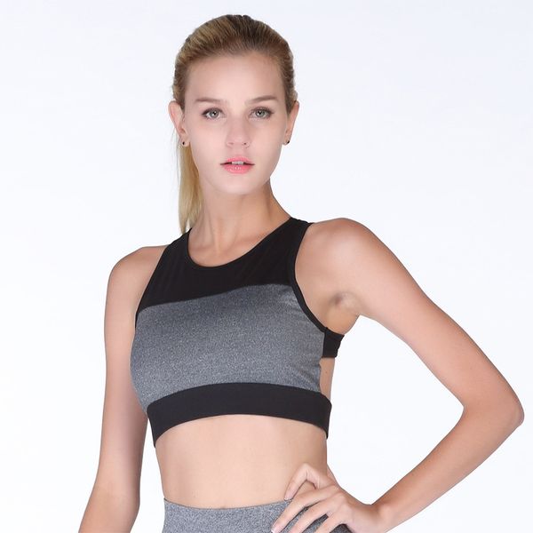 

women racerback sports bras for yoga fitness tank shockproof push up running gym wire padded underwear vest cropped top, White;black