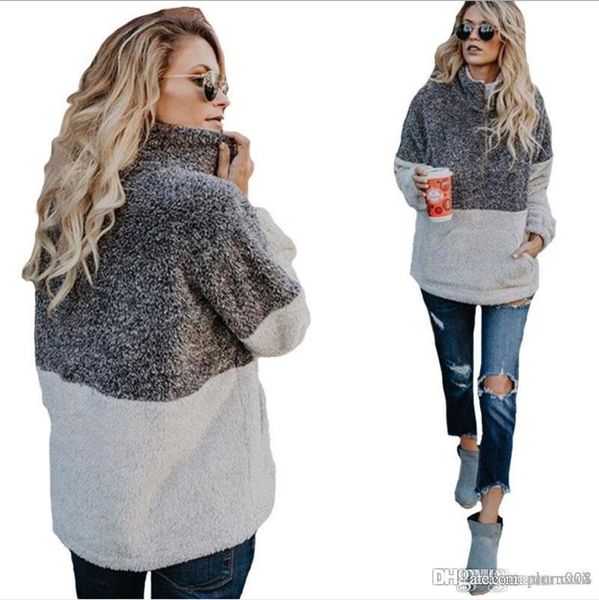 

18ss мода осень пальто женщин с длинным рукавом 1 4 zip пуловер куртка outwear толстовка пальто зимы, Black