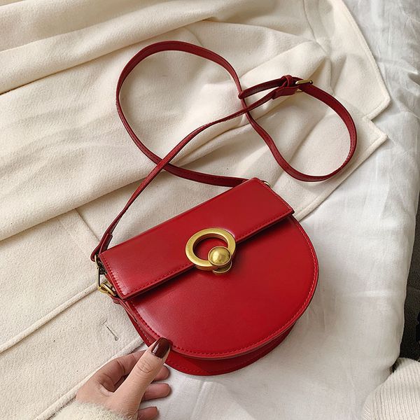 

retro hasp circular clutch bag for women 2020 lady's red messenger bag female mini travel shoulder bags handbag ftb213
