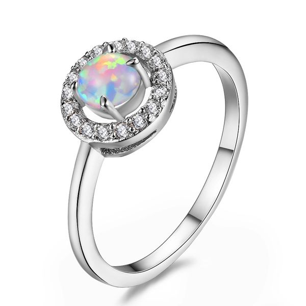 

luckyshine 5 pcs/lot mother's day gift vintage white opal gems silver ring women cubic zirconia weddings ring jewelry, Golden;silver