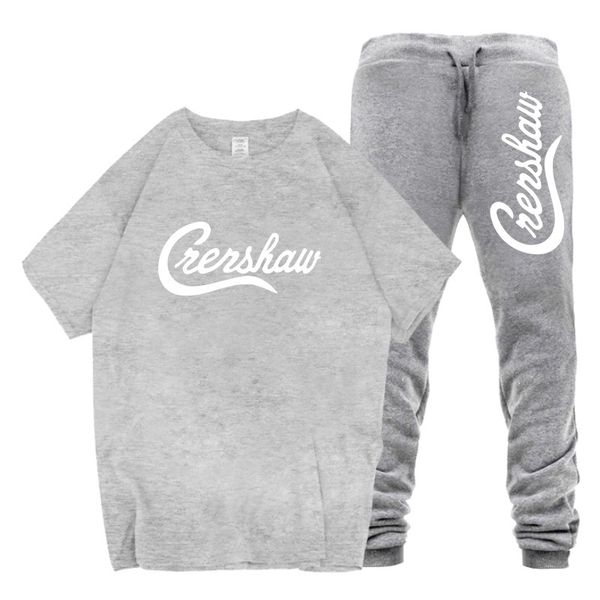 

crenshaw mens tracksuits nipsey hussle rip t shirts pants suits 2pcs clothes sets teenager sports suits, Gray