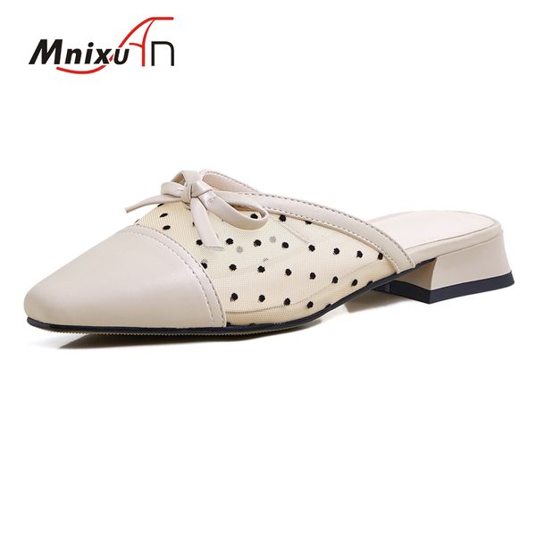 

casual women sandals summer low heel 2020 female shoes woman slippers square toe mesh ladies chunky heels slides big size 32 42, Black