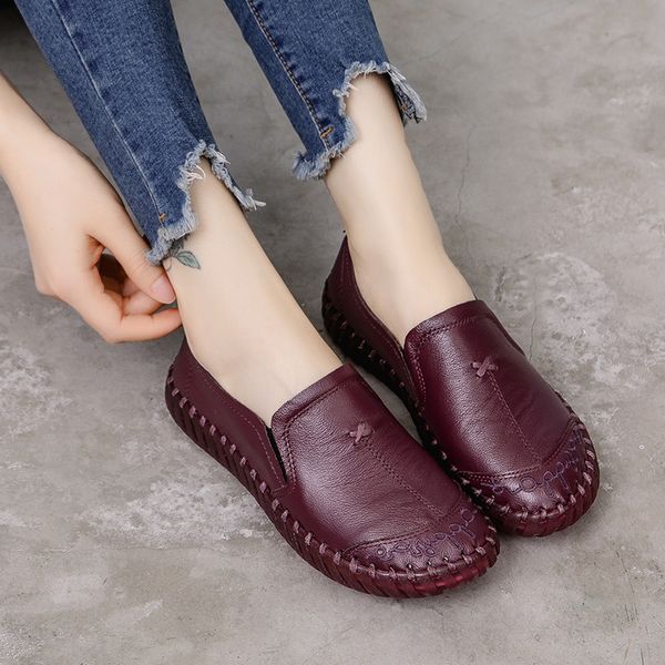 

2020 fashion women shoes genuine leather loafers women casual shoes soft comfortable flats, Black