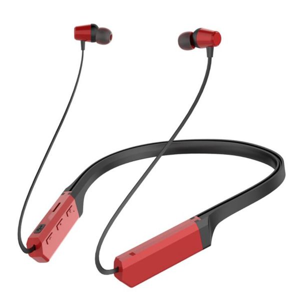 

h26 hanging neck support tf card for iphone samsung huawei wireless card bluetooth v4.2 sports running metal magnetic bluetooth headset 2019
