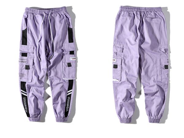 

color block mens sweatpants faship cotton track pants hip hop spring fall tp streetwear midweight loose harem joggers, Black