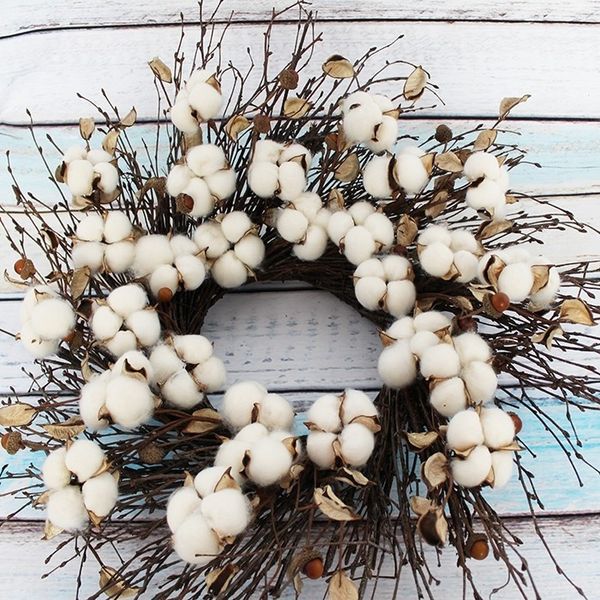 

23"cotton stem wreath faux bedroom decor farmhouse decor cottage rustic wedding decor