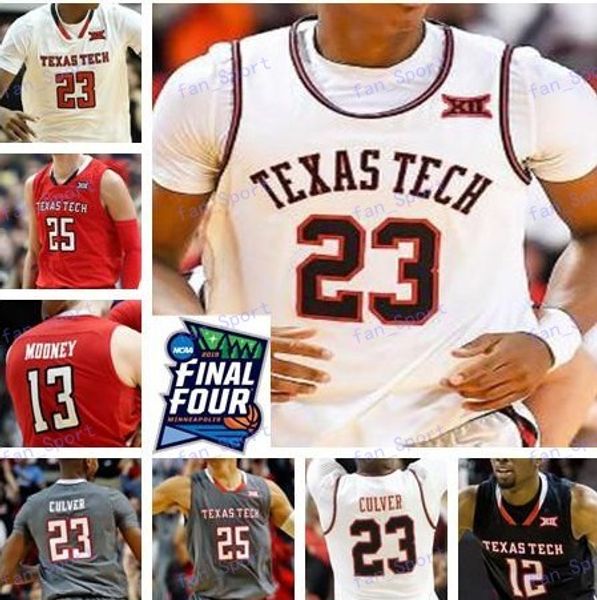 

custom texas tech 2019 final four jersey jarrett culver davide moretti matt mooney tariq owens brandone francis ttu basketball men youth kid, Black
