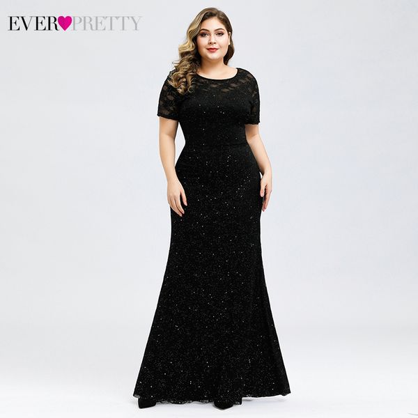 

ever pretty plus size black evening dresses long o-neck short sleeve see-through elegant lace party gowns vestidos largos fiesta, White;black
