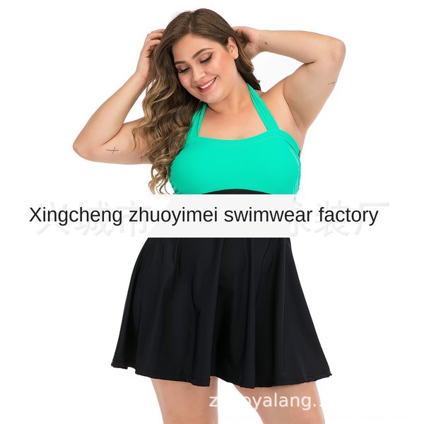 

2020 one-piece skirt conservative women's plus fat extra dress swimsuit swimsuit swimsuit, White;black