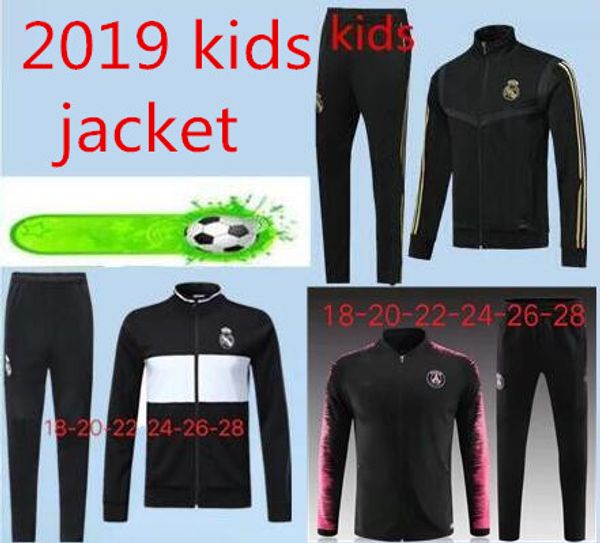 

2019 kids psg real madrid soccer jacket tracksuit survetement 19 20 psg real madrid hazard chandal kids full zipper football jackets sportsw, Black;yellow
