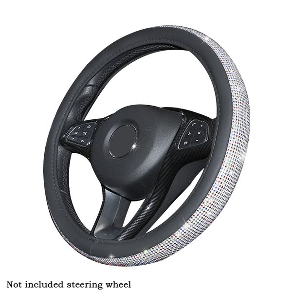 

steering wheel cover odorless decorative non slip lightweight accessories gift bling rhinestone universal fit soft easy install