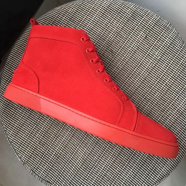 

new 2019 qaulity men women red bottom casual shoes brand 003designer red suede leather high sneakers luxury trainers shoes 35-47, Black