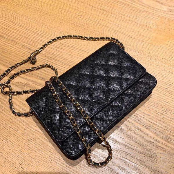 

Cavier quilted cla ic flap wallet on chain calf kin leather gold ilver tone metal hardware 20cm mini woc houlder bag