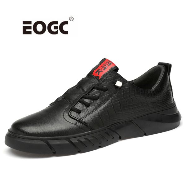 

men shoes genuine leather flats shoes breathable autumn casual outdoor non slip fashion men sneakers, Black