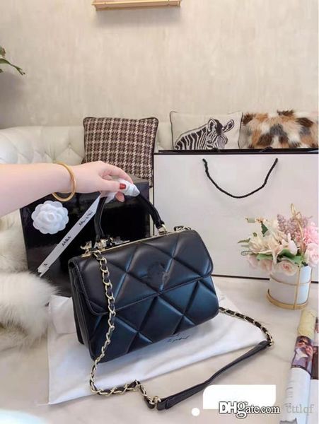 

genuine leather handbag women 2020 new chain inclined shoulder bucket bags woman lambskin ling's messenger vintage