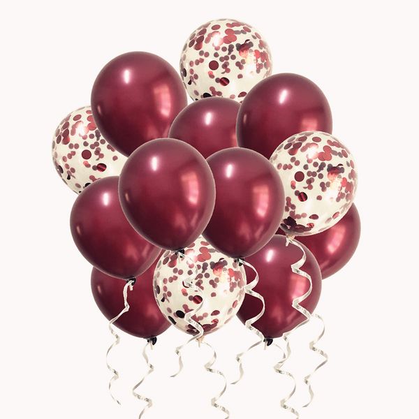 

20pcs rose gold burgundy balloons confetti set chrome balloon wedding anniversary birthday party decoration kids metallic globos