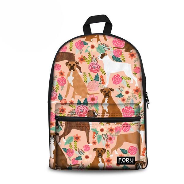 

designer-customized cute boxer dog 3d printing backpacks for women casual shoulder bags daypack teen girls boys school bagpack rucksack