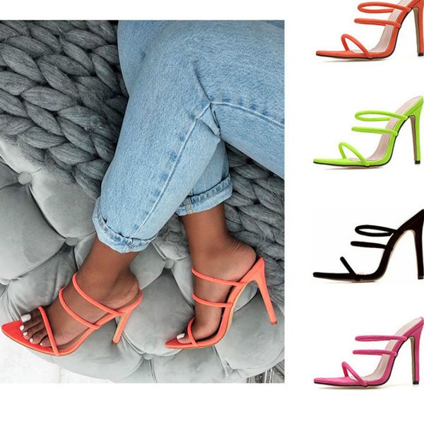 

women pumps slip on high heels pointed toe wedding party shoes thin heels slipper outdoor shoes, Black