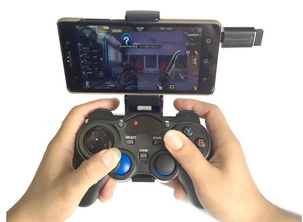 

1pcs 2.4g wireless game controller gamepad joystick mini keyboard remoter for smartphone,w/phone supporter,pk ps4 controller