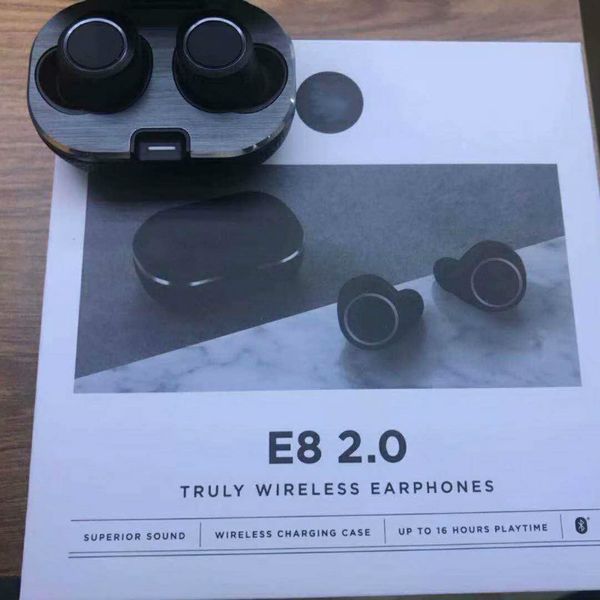 

new brand bo e8 2.0 bluetooth headphones with charger box wireless earphones 1to1 wholesale
