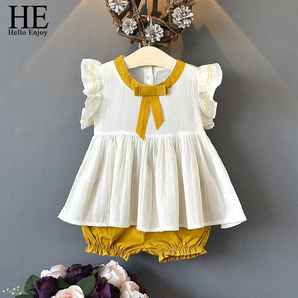 

he hello enjoy kids clothes girls summer sleeveless vest +shorts 2019 girls sets children designer kids clothing fashion, White