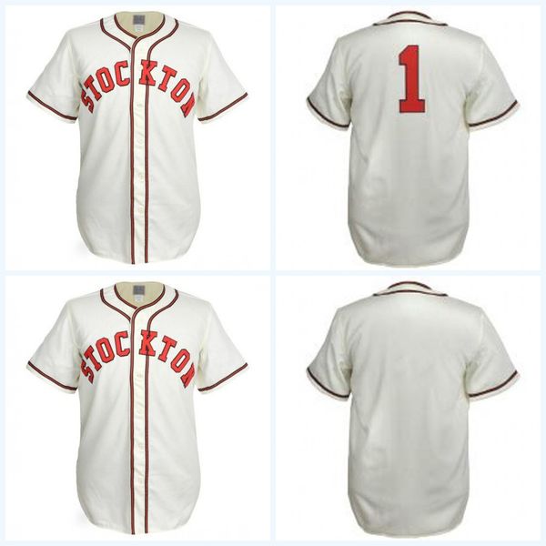 

Stockton Ports 1953 Home Jersey Movie Baseball Jersey 100% Stitched Name & Number & Logos For Mens Womens Youth