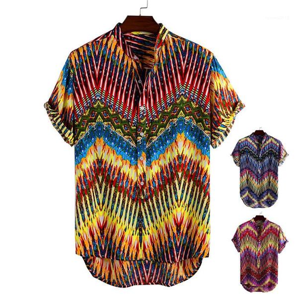 

beach shirts summer desigmet stand collar sigle breasted shorts sleeve tshirts males fashion casaul clothes mens 3d print, White;black