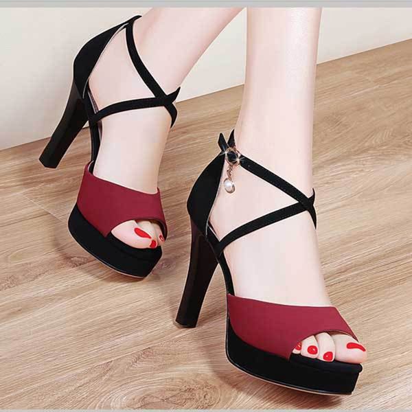

women sandals fashion beautiful high heel sandals woman open toe party dress ladies casual summer shoes, Black