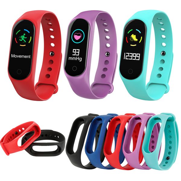 

1pc m3s multicolor silicone wrist band strap replacement sport wristband strap for m3s running wrist support accessories, Black;red